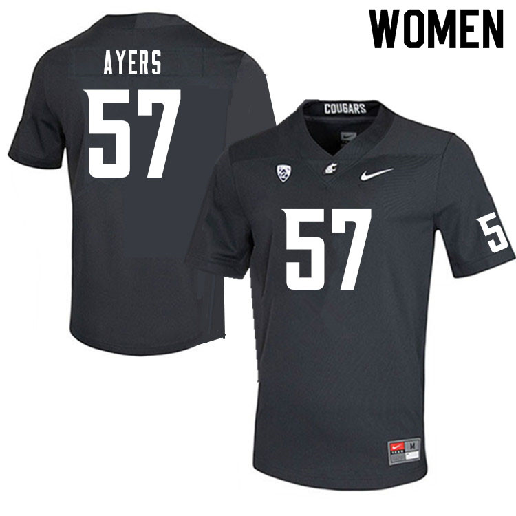 Women #57 Nick Ayers Washington State Cougars College Football Jerseys Sale-Charcoal